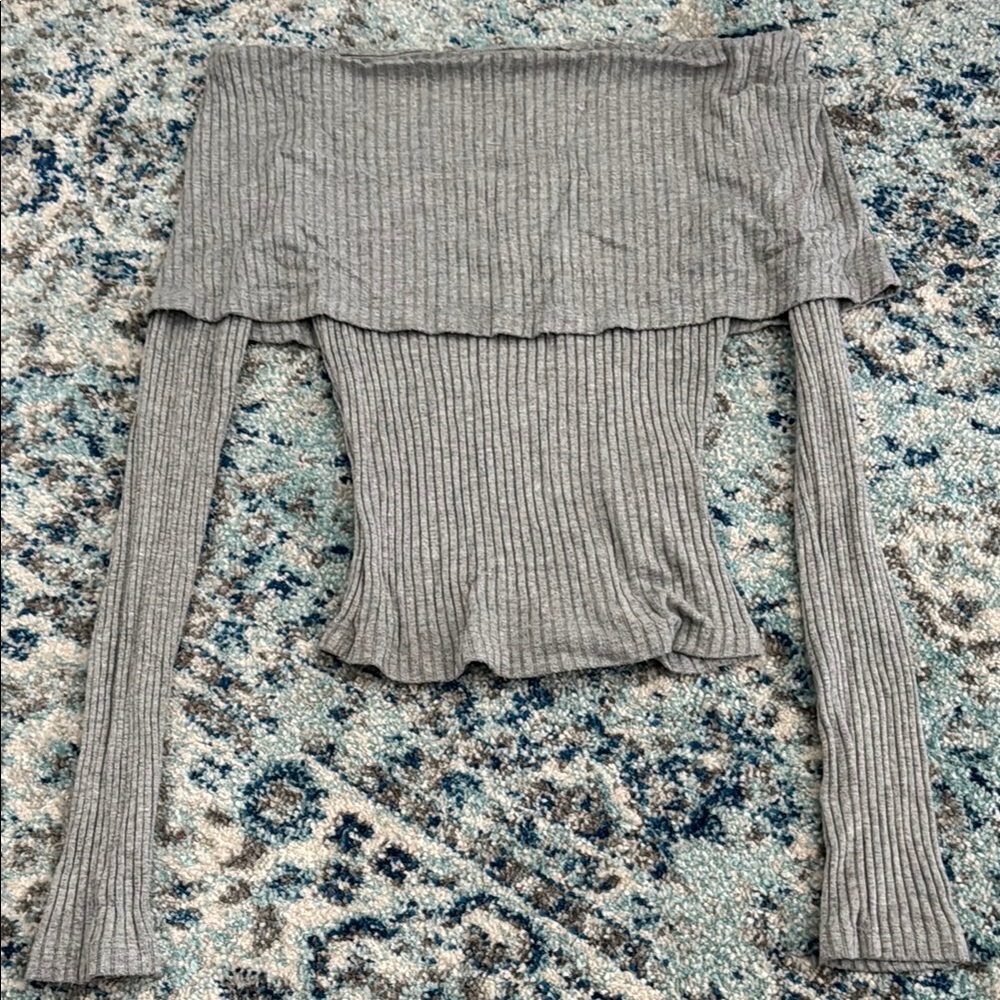 Urban Outfitters Gray Off Shoulder Long Sleeve